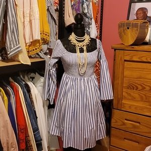 Torrid Size 2 White & Periwinkle Stripped Dress
